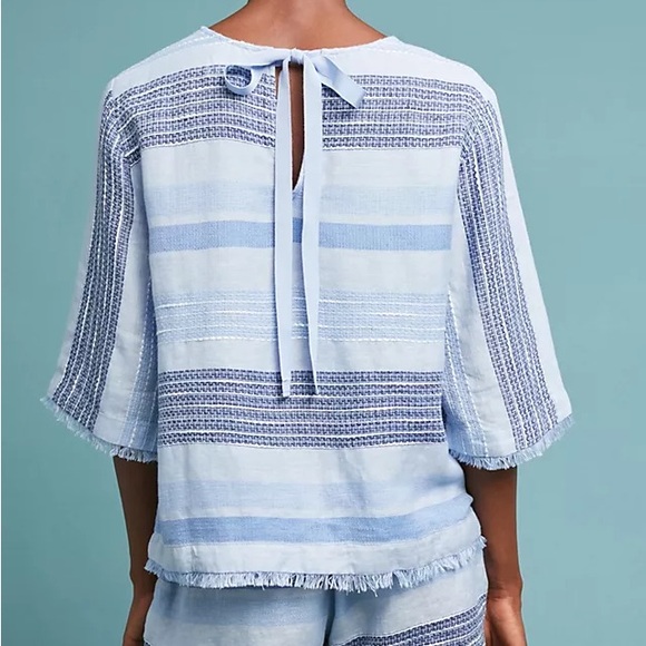 cloth & stone Tops - CLOTH & STONE by Anthropologie - Linen Bella Dahl 3/4 sleeve Frayed Hem Top